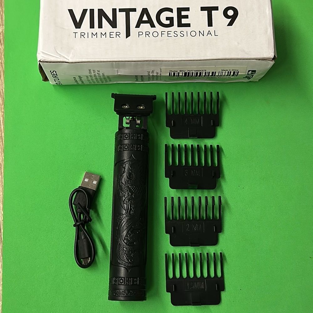 T9 Trimmer (Hair/Beard) Micro-USB Rechargable, Slim 7” (Black)